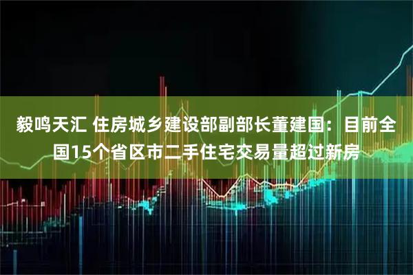 毅鸣天汇 住房城乡建设部副部长董建国：目前全国15个省区市二手住宅交易量超过新房
